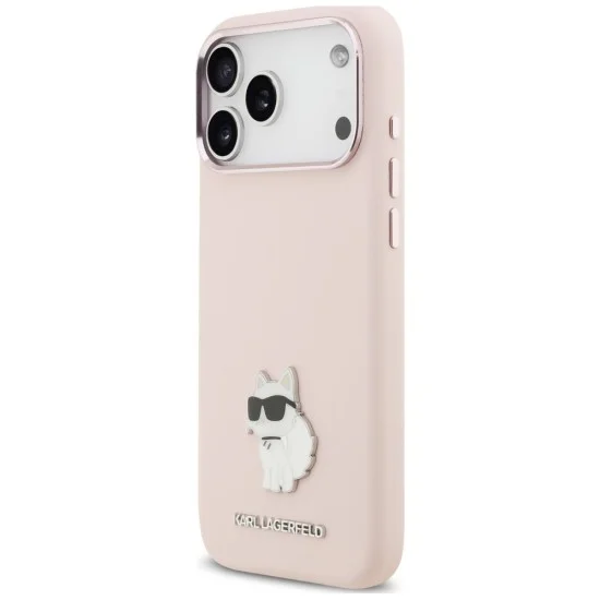 Калъф за телефон за iPhone 18 Pro Max / iPhone 17 Pro Max Silicone Choupette Metal Pin (KLHCP18XSMHCNPP) - Karl Lagerfeld - Розов