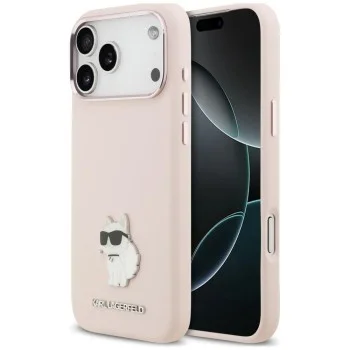 Калъф за телефон за iPhone 18 Pro Max / iPhone 17 Pro Max Silicone Choupette Metal Pin (KLHCP18XSMHCNPP) - Karl Lagerfeld - Розов