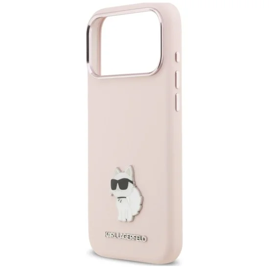 Калъф за телефон за iPhone 18 Pro Max / iPhone 17 Pro Max Silicone Choupette Metal Pin (KLHCP18XSMHCNPP) - Karl Lagerfeld - Розов