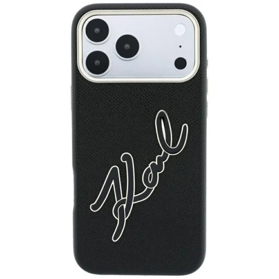 Калъф за телефон за iPhone 18 Pro Max / iPhone 17 Pro Max Smooth Leather Big Resin Signature Logo (KLHCP18X6PFCKSRK) - Karl Lagerfeld - Черен