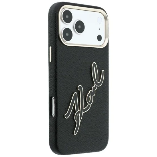 Калъф за телефон за iPhone 18 Pro Max / iPhone 17 Pro Max Smooth Leather Big Resin Signature Logo (KLHCP18X6PFCKSRK) - Karl Lagerfeld - Черен