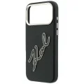 Калъф за телефон за iPhone 18 Pro Max / iPhone 17 Pro Max Smooth Leather Big Resin Signature Logo (KLHCP18X6PFCKSRK) - Karl Lagerfeld - Черен