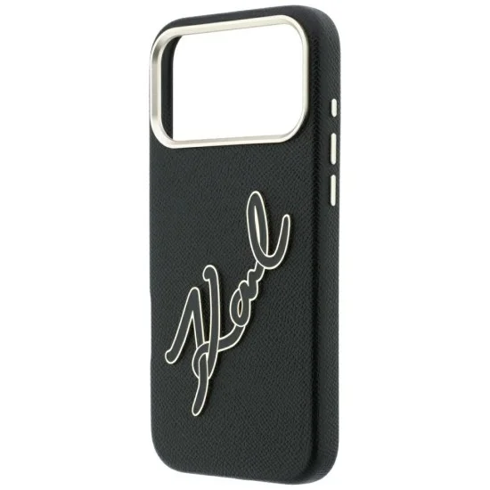 Калъф за телефон за iPhone 18 Pro Max / iPhone 17 Pro Max Smooth Leather Big Resin Signature Logo (KLHCP18X6PFCKSRK) - Karl Lagerfeld - Черен