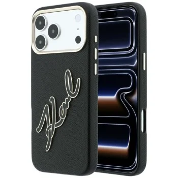 Калъф за телефон за iPhone 18 Pro Max / iPhone 17 Pro Max Smooth Leather Big Resin Signature Logo (KLHCP18X6PFCKSRK) - Karl Lagerfeld - Черен