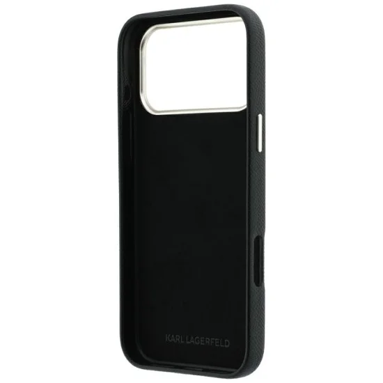 Калъф за телефон за iPhone 18 Pro Max / iPhone 17 Pro Max Smooth Leather Big Resin Signature Logo (KLHCP18X6PFCKSRK) - Karl Lagerfeld - Черен