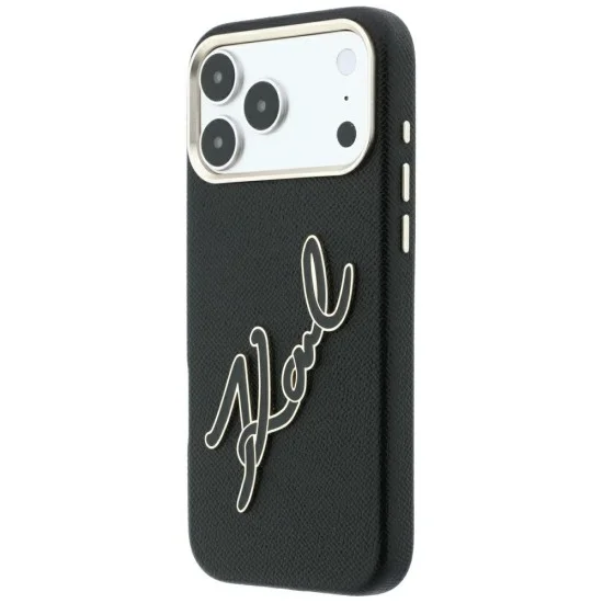 Калъф за телефон за iPhone 18 Pro Max / iPhone 17 Pro Max Smooth Leather Big Resin Signature Logo (KLHCP18X6PFCKSRK) - Karl Lagerfeld - Черен