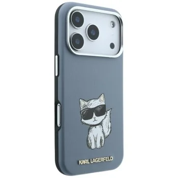 Калъф за телефон за iPhone 18 Pro Max / iPhone 17 Pro Max Smooth Leather Choupette Sketch MagSafe (KLHMP18X6PWCIKDB) - Karl Lagerfeld - Светлосин