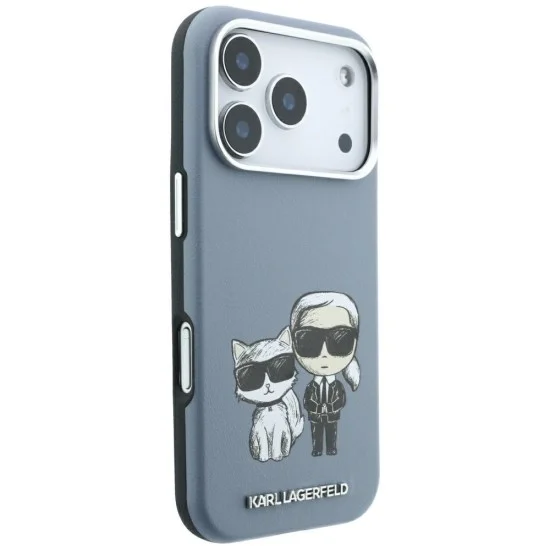 Калъф за телефон за iPhone 18 Pro Max / iPhone 17 Pro Max Smooth Leather KC Bodies Sketch MagSafe (KLHMP18X6PWKCIDB) - Karl Lagerfeld - Светлосин