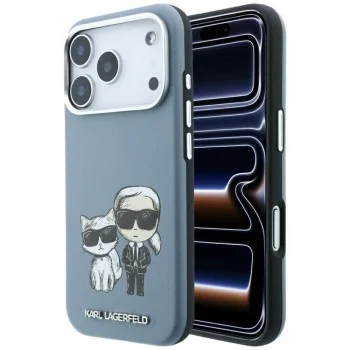 Калъф за телефон за iPhone 18 Pro Max / iPhone 17 Pro Max Smooth Leather KC Bodies Sketch MagSafe (KLHMP18X6PWKCIDB) - Karl Lagerfeld - Светлосин