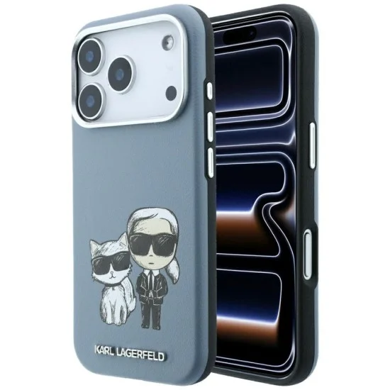 Калъф за телефон за iPhone 18 Pro Max / iPhone 17 Pro Max Smooth Leather KC Bodies Sketch MagSafe (KLHMP18X6PWKCIDB) - Karl Lagerfeld - Светлосин