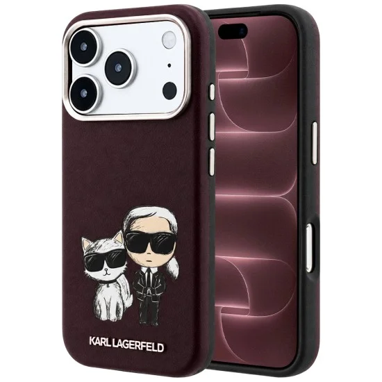Калъф за телефон за iPhone 18 Pro Max / iPhone 17 Pro Max Smooth Leather KC Bodies Sketch MagSafe (KLHMP18X6PWKCIDR) - Karl Lagerfeld - Бордо