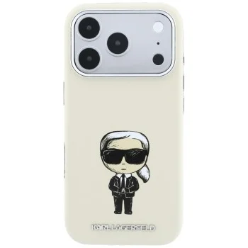 Калъф за телефон за iPhone 18 Pro Max / iPhone 17 Pro Max Smooth Leather Ikonik Sketch MagSafe (KLHMP18X6PWKIKDE) - Karl Lagerfeld - Бежов