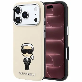 Калъф за телефон за iPhone 18 Pro Max / iPhone 17 Pro Max Smooth Leather Ikonik Sketch MagSafe (KLHMP18X6PWKIKDE) - Karl Lagerfeld - Бежов