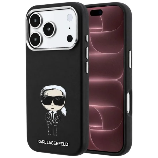 Калъф за iPhone 17 Pro Max - Smooth Leather Ikonik Sketch MagSafe (KLHMP18X6PWKIKDK) - Karl Lagerfeld - Черен