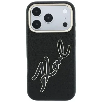 Калъф за телефон за iPhone 18 Pro / iPhone 17 Pro Smooth Leather Big Resin Signature Logo (KLHCP18L6PFCKSRK) - Karl Lagerfeld - Черен