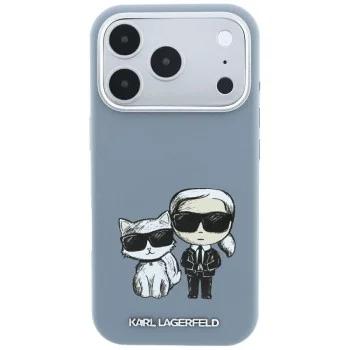 Калъф за телефон за iPhone 18 Pro / iPhone 17 Pro Smooth Leather KC Bodies Sketch MagSafe (KLHMP18L6PWKCIDB) - Karl Lagerfeld - Светлосин