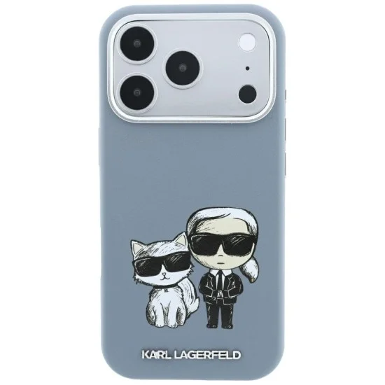 Калъф за телефон за iPhone 18 Pro / iPhone 17 Pro Smooth Leather KC Bodies Sketch MagSafe (KLHMP18L6PWKCIDB) - Karl Lagerfeld - Светлосин