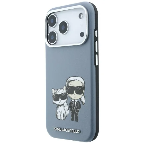 Калъф за телефон за iPhone 18 Pro / iPhone 17 Pro Smooth Leather KC Bodies Sketch MagSafe (KLHMP18L6PWKCIDB) - Karl Lagerfeld - Светлосин