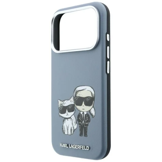 Калъф за телефон за iPhone 18 Pro / iPhone 17 Pro Smooth Leather KC Bodies Sketch MagSafe (KLHMP18L6PWKCIDB) - Karl Lagerfeld - Светлосин