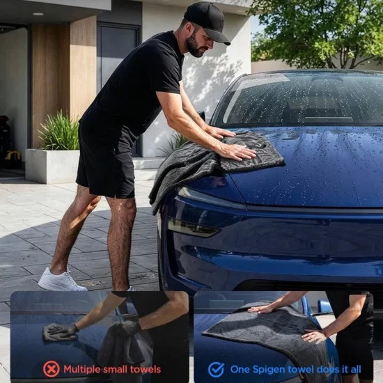 Кърпа за подсушаване на автомобил за Car Drying Microfiber Towel Black CC100 (S1+L1) (ACP11389) - Spigen - Черен