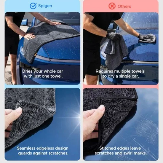 Кърпа за подсушаване на автомобил за Car Drying Microfiber Towel Black CC100 (S1+L1) (ACP11389) - Spigen - Черен