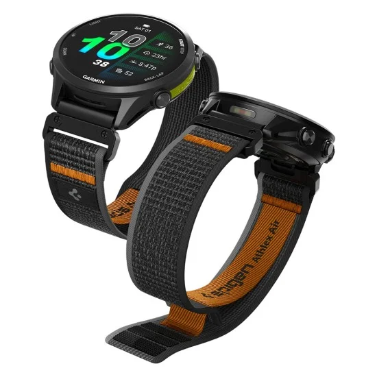 Каишка Spigen Athlex Air QuickFit 22mm (AMP11426) - Garmin Fenix 5/5 Plus 6/6 Pro/7/Forerunner 935/945/970/Approach S60 - Черен / Оранжев
