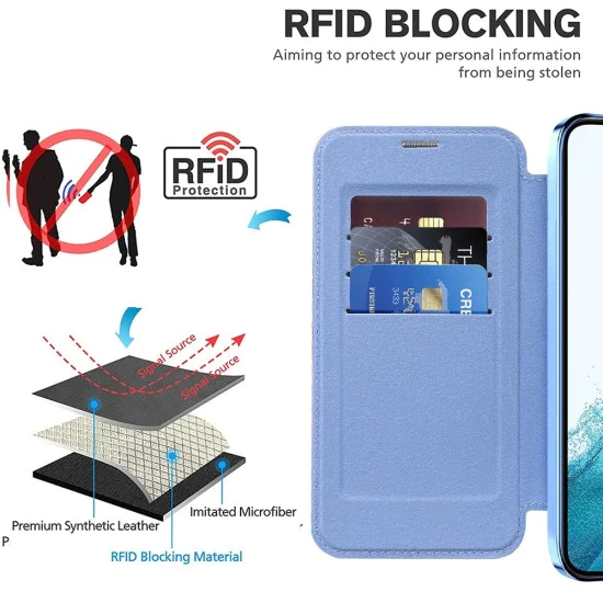 Кейс за Samsung Galaxy S22 5G - SmartMag Book Case - Светло син