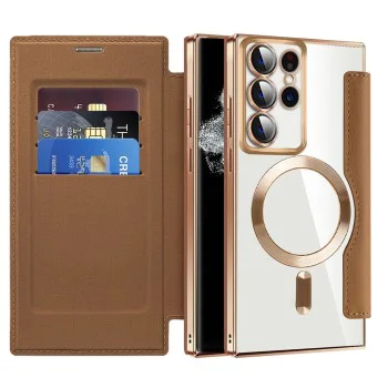 Кейс за Samsung Galaxy S22 Ultra 5G - SmartMag Book Case - Кафяв