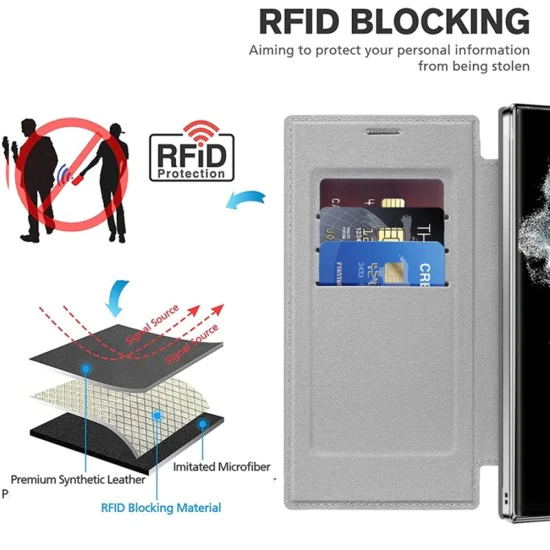 Кейс за Samsung Galaxy S22 Ultra 5G - SmartMag Book Case - Сив