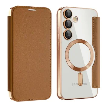 Кейс за Samsung Galaxy S24 - SmartMag Book Case - Кафяв