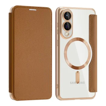 Кейс за Samsung Galaxy S25 Edge - SmartMag Book Case - Кафяв