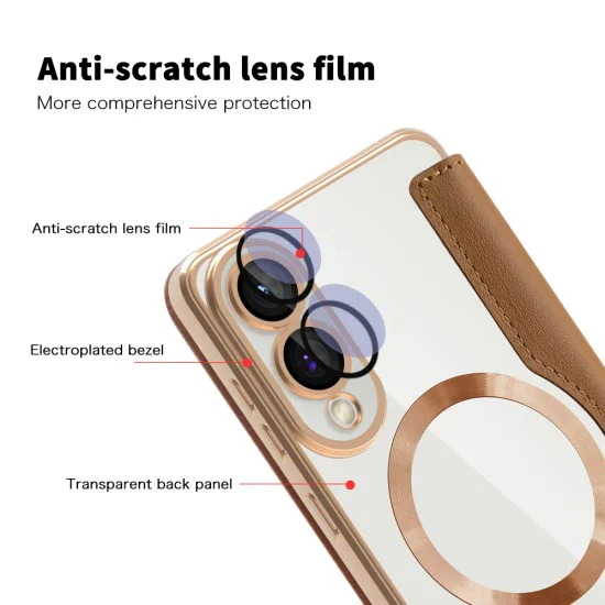Кейс за Samsung Galaxy S25 Edge - SmartMag Book Case - Кафяв
