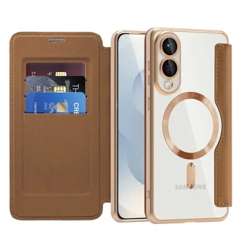 Кейс за Samsung Galaxy S25 Edge - SmartMag Book Case - Кафяв
