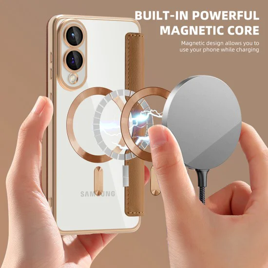 Кейс за Samsung Galaxy S25 Edge - SmartMag Book Case - Кафяв