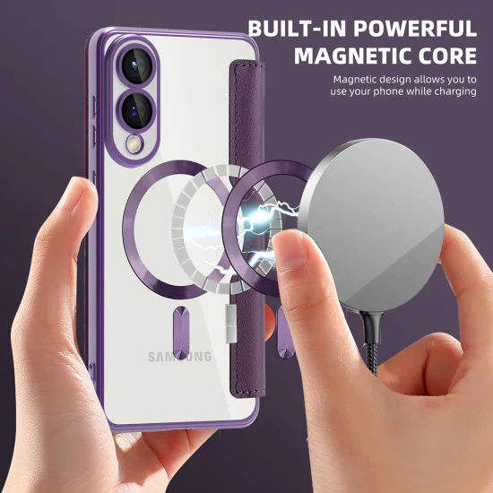 Кейс за Samsung Galaxy S25 Edge - SmartMag Book Case - Лилав