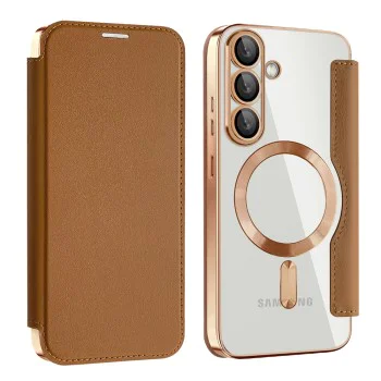 Кейс за Samsung Galaxy S25 - SmartMag Book Case - Кафяв