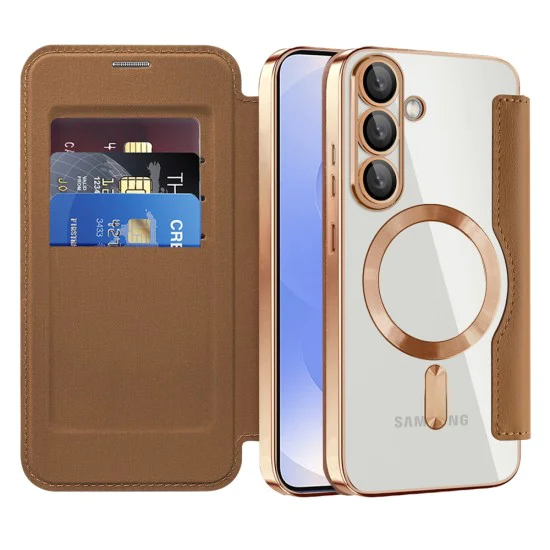 Кейс за Samsung Galaxy S25 - SmartMag Book Case - Кафяв
