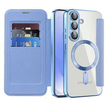 Кейс за Samsung Galaxy S25 - SmartMag Book Case - Светло син