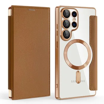 Кейс за Samsung Galaxy S25 Ultra - SmartMag Book Case - Кафяв