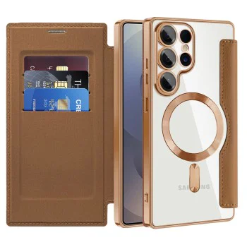 Кейс за Samsung Galaxy S25 Ultra - SmartMag Book Case - Кафяв