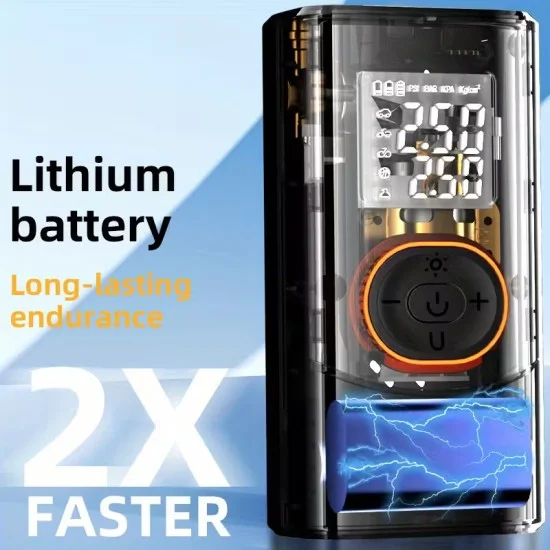 Компресор за кола Techsuit AirXpert Pro (AI2) - безжичен, с фенерче, LED дисплей, 1500mAh - Черен