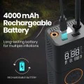 Компресор за кола Techsuit GoInflate (AI1) - безжичен, с фенерче, 4000mAh, външна батерия, 17L/min дебит, 150PSI - Черен