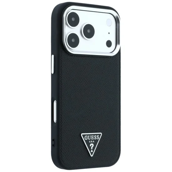 Guess - Grained Triangle Logo MagSafe (GUHMP18LPGSMTLSK) - iPhone 18 Pro / iPhone 17 Pro - Black