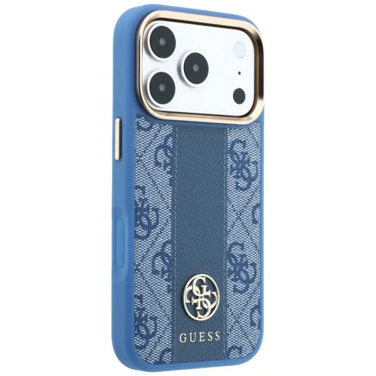Guess - Leather 4G Stripe Round Classic Logo MagSafe (GUHMP18X6P4G4RCB) - iPhone 18 Pro Max / iPhone 17 Pro Max - Blue