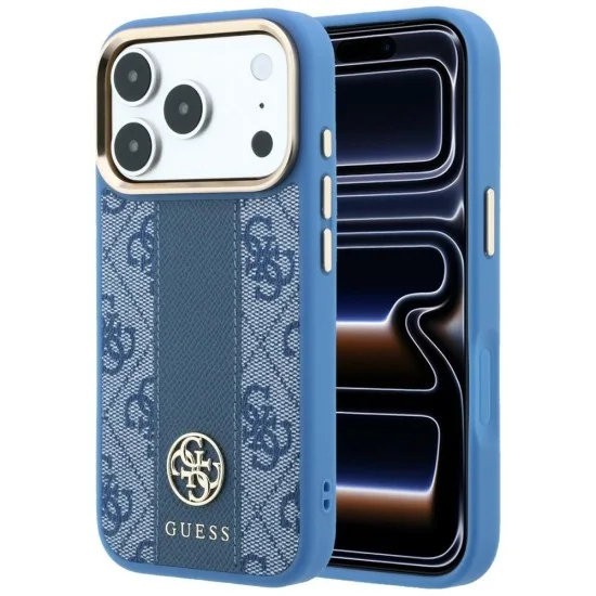 Guess - Leather 4G Stripe Round Classic Logo MagSafe (GUHMP18X6P4G4RCB) - iPhone 18 Pro Max / iPhone 17 Pro Max - Blue