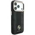 Кожен калъф Guess Leather 4G Stripe Round Classic Logo MagSafe (GUHMP18X6P4G4RCK) - iPhone 18 Pro Max / iPhone 17 Pro Max - Черен