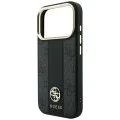 Кожен калъф Guess Leather 4G Stripe Round Classic Logo MagSafe (GUHMP18X6P4G4RCK) - iPhone 18 Pro Max / iPhone 17 Pro Max - Черен
