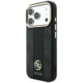 Кожен калъф Guess Leather 4G Stripe Round Classic Logo MagSafe (GUHMP18X6P4G4RCK) - iPhone 18 Pro Max / iPhone 17 Pro Max - Черен