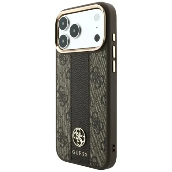 Guess - Leather 4G Stripe Round Classic Logo MagSafe (GUHMP18X6P4G4RCW) - iPhone 18 Pro Max / iPhone 17 Pro Max - Brown