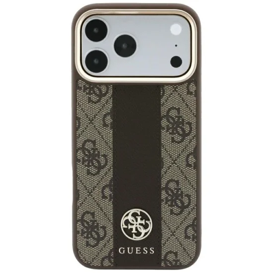 Guess - Leather 4G Stripe Round Classic Logo MagSafe (GUHMP18X6P4G4RCW) - iPhone 18 Pro Max / iPhone 17 Pro Max - Brown